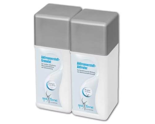 SpaTime Spar-Set Aktivsauerstoff 2,0 kg - BAYROL Spa Time - Set für die Whirlpoolpflege mit Sauerstoff - Aktivsauerstoff-Granulat 1,0 kg + Aktivsauerstoff-Aktivator 1,0 l von SPA TIME