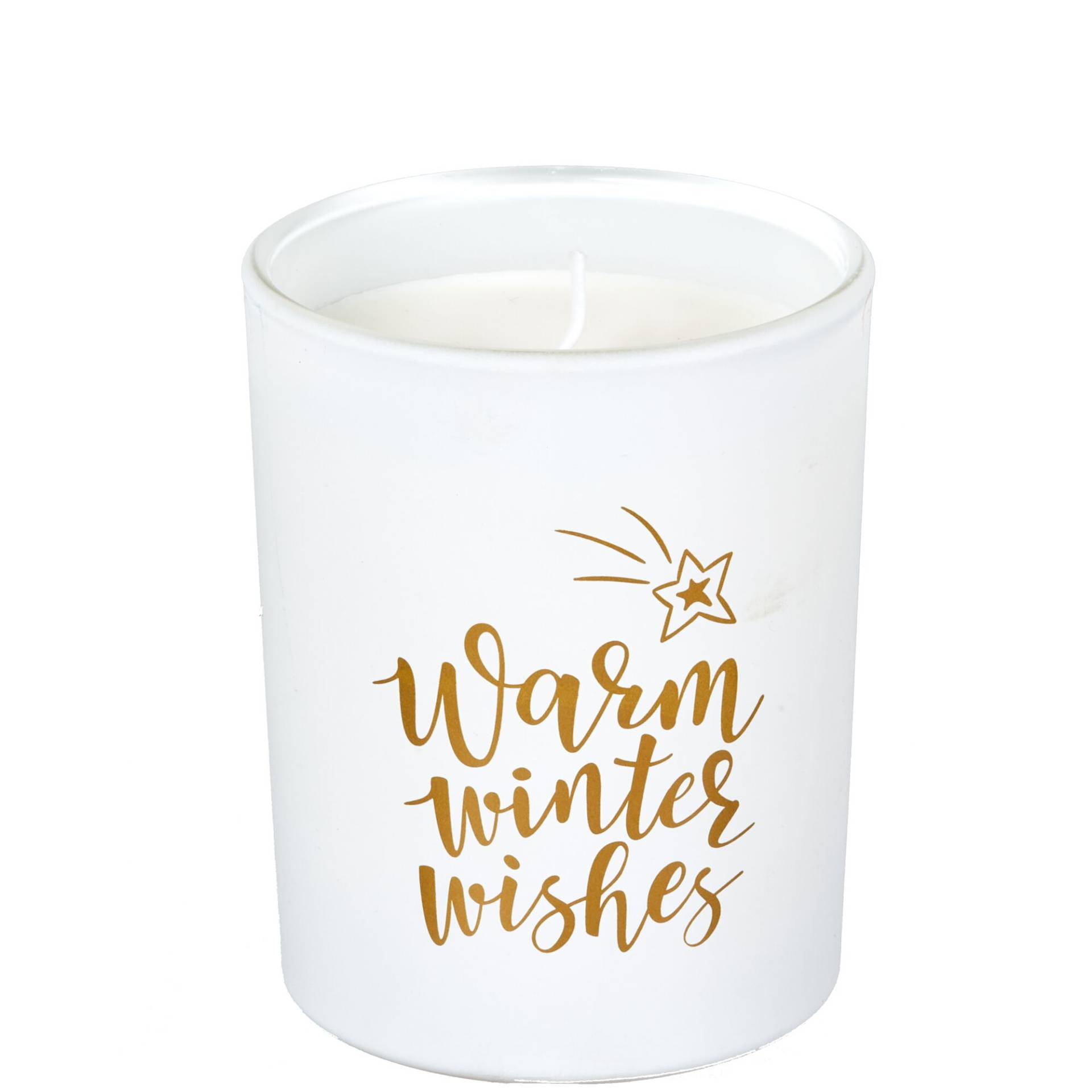 Duftkerze Weihnachten Winterfrost - Edelweiss in Glas "Warm Winter Wishes" 45 h von Spaas