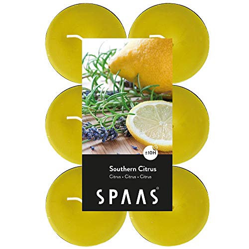 SPAAS 12 Maxi Teelichter, ± 10 Stunden - Southern Citrus, D 58 mm x H 24 mm von Spaas