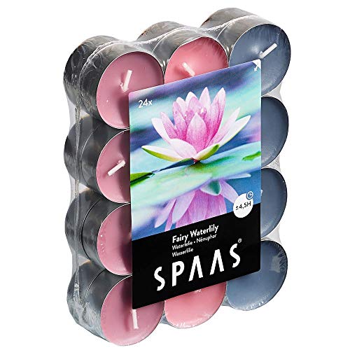 SPAAS 24 Duft-Teelichter Farben sortiert, ± 4,5 Stunden - Fairy Waterlily, D 39 mm x H 16 mm von Spaas