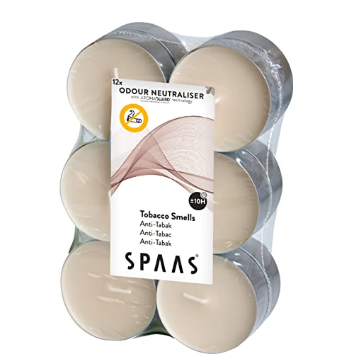 Spaas 12 Anti-Tabak Maxi Teelichter, ± 10 Stunden - elfenbein, 0392106.037, D 58 mm x H 24 mm von Spaas