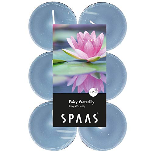 Spaas 12 Maxi Teelichter, ± 10 St. - Fairy Waterlily, 0392103.192, Grau-blau, D 58 mm x H 24 mm von Spaas