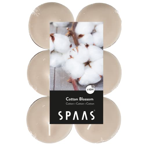 SPAAS 12 Maxi Teelichter, ± 10 Stunden - Cotton Blossom, D 58 mm x H 24 mm von Spaas