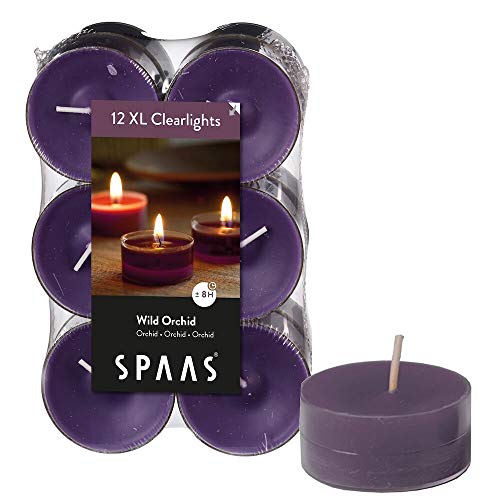 Spaas 12 Maxi Duftenden Clearlights, Teelichter mit durchsichtigem Halter, ± 8 Stunden - Wild Orchid Spaas 12 Maxi Duftenden Clearlights, Teelichter mit durchsichtigem Halter, ± 8 Stunden - Wild Orchid von Spaas
