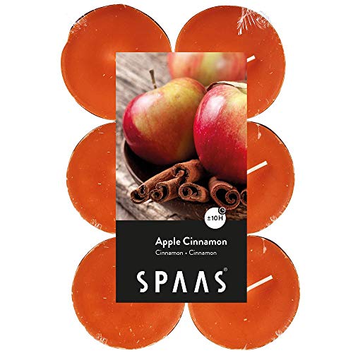 Spaas 12 Maxi Teelichter, ± 10 Stunden - Apple Cinnamon, 0392103.181, Ingwer-orange, D 58 mm x H 24 mm von Spaas
