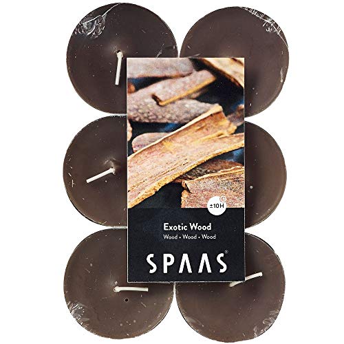 Spaas 12 Maxi Teelichter, ± 10 Stunden - Exotic Wood, 0392103.479, Taupe, D 58 mm x H 24 mm von Spaas