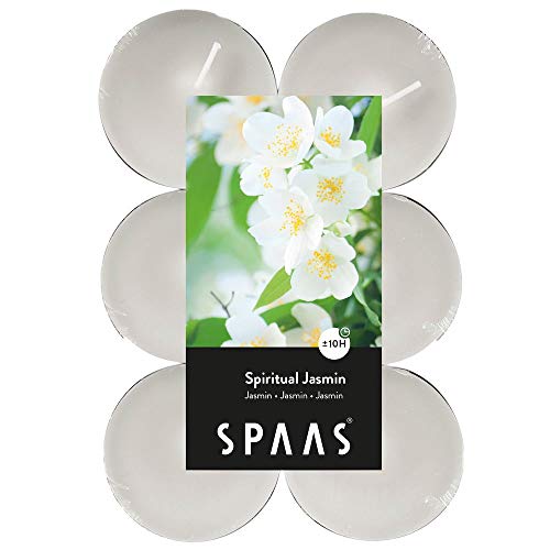 Spaas 12 Maxi Teelichter, ± 10 Stunden - Spiritual Jasmin, 0392103.577, Weiß, D 58 mm x H 24 mm von Spaas