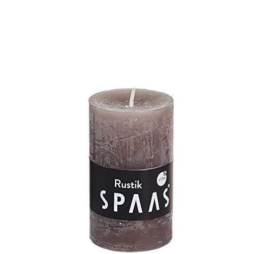 Spaas 12 Rustikale Stumpenkerzen ohne Duft, Paraffinwachs, Taupe, 48 mm x 80 mm von Spaas