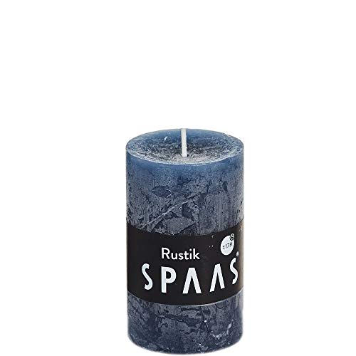 Spaas 12 Rustikale Stumpenkerzen ohne Duft, Paraffinwachs Petrolblau, D 48 mm x H 80 mm von Spaas