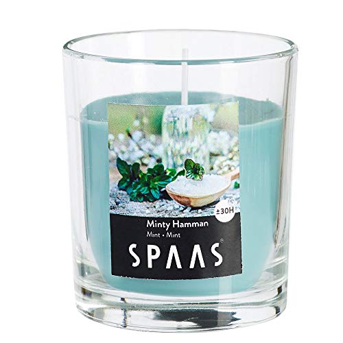 Spaas 6 Duftkerzen in transparentem Glas, Paraffinwachs, Smaragdgrün, D 73 mm x H 83 mm von Spaas