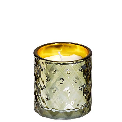 Spaas 6 geruchlose Kerzen in gold festlich strukturiertes Glas ± 25 Stunden weiß von Spaas