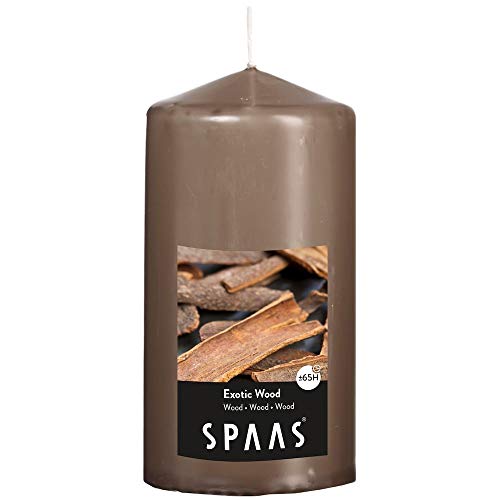 Spaas Bougie cylindre 80/150 parfumée Bois exotique Duft-Stumpenkerze 80/150 mm, ± 65 Stunden-Exotic Wood, Holz, Taupe, D 80 mm x H, 560 von Spaas