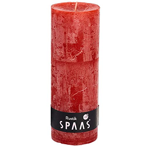 Spaas Bougie cylindre Rustique 70190 Rouge Rustikale Stumpenkerze 68/190 mm, ± 95 Stunden, ohne Duft-rot, D 68 mm x H, 595 von Spaas
