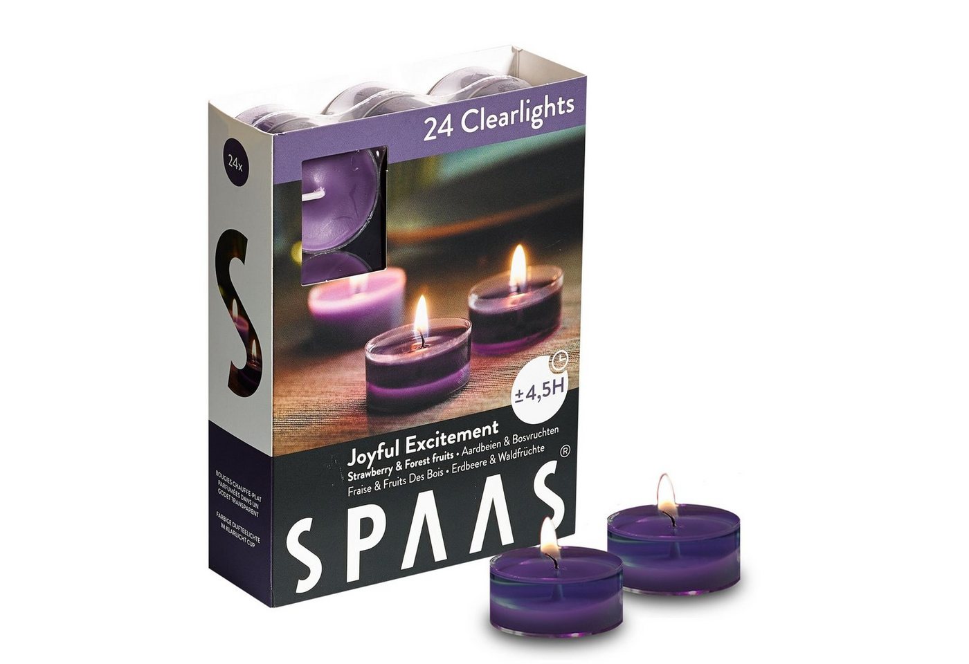 Spaas Duftkerze 24 Duftkerzen Duft Teelicht Duftlicht Kerze 4,5h Brenndauer Clearlight von Spaas