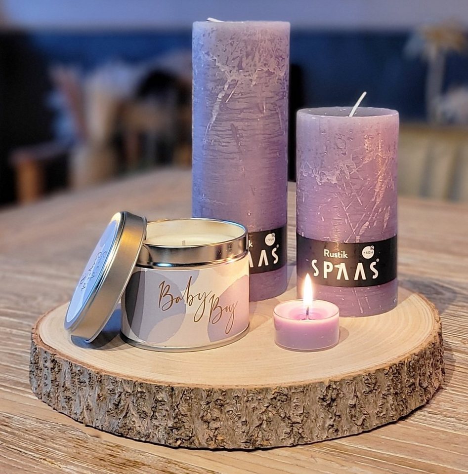 Spaas Duftkerze Duftkerzen Set Statement Kerzenset Stumpe Kerzen (28 Teilige Kerzenset, mit dekorative Holzscheibe), ein schönes Geschenk Idee von Spaas