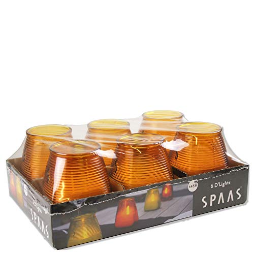 Spaas D'lights Kerze, ± 45 Stunden, 6er-Pack, ohne Duft-Bernstein, Glas, Paraffinwachs, D 83 mm x H 90 mm von Spaas