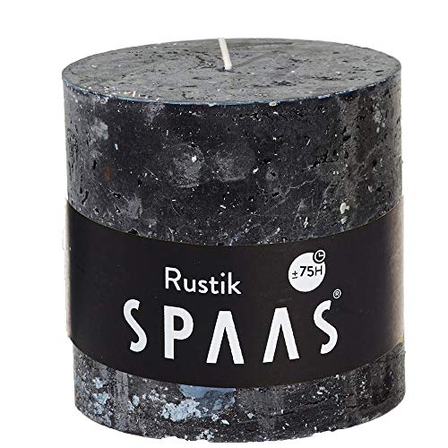 Spaas Rustikale Stumpenkerze 100/100 mm, ± 75 Stunden, ohne Duft-schwarz, Paraffinwachs, D x H 100 mm, 730 von Spaas