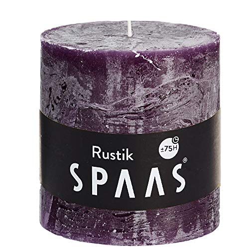 Spaas Rustikale Stumpenkerze 100/100 mm, ± 75 Stunden, ohne Duft-aubergine, Paraffinwachs, D x H 100 mm von Spaas