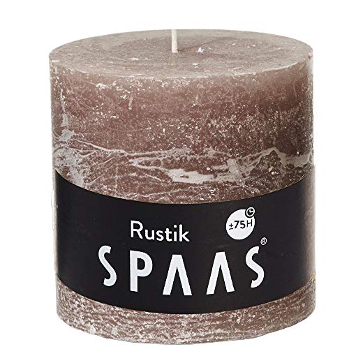 Spaas Rustikale Stumpenkerze 100/100 mm, ± 75 Stunden, ohne Duft - taupe, 0633230.479, D 100 mm x H 100 mm von Spaas