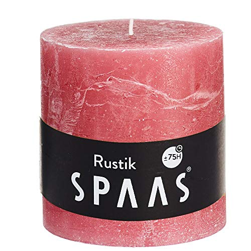 Spaas Rustikale Stumpenkerze 100/100 mm, ± 75 Stunden, ohne Duft-zartrose, Paraffinwachs, Zartrosa, D x H 100 mm, 689 von Spaas