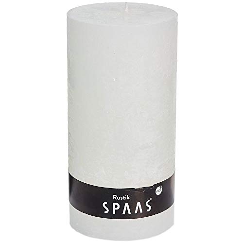 Spaas Rustikale Stumpenkerze 100/200 mm, ± 120 Stunden, ohne Duft-weiß, Paraffinwachs, D 100 mm x H 200 mm von Spaas