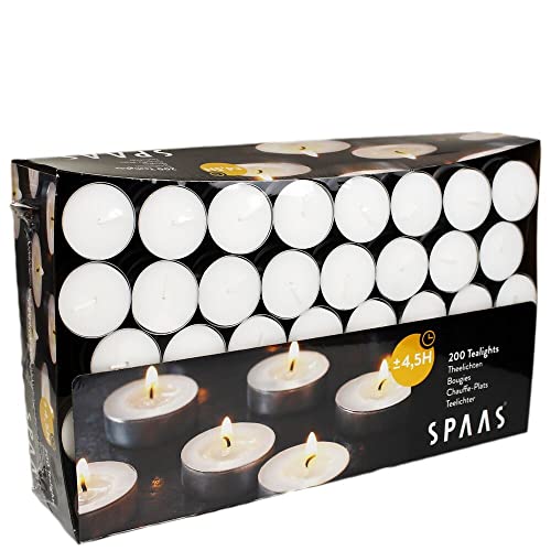 Spaas Teelichter 200er-Pack, ± 4,5 Stunden - weiß, 0351050.000, D 39 mm x H 14 mm von Spaas