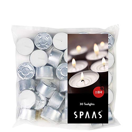 Spaas Teelichter 30er-Beutel, ± 8 Stunden-weiß, Paraffinwachs, D 39 mm x H 22 mm von Spaas