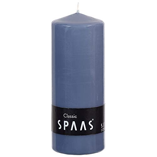 Spaas Bougie cylindre 80/200 gris bleu Stumpenkerze 80/200 mm, ± 100 Stunden, ohne Duft-grau-blau, D 80 mm x H von Spaas