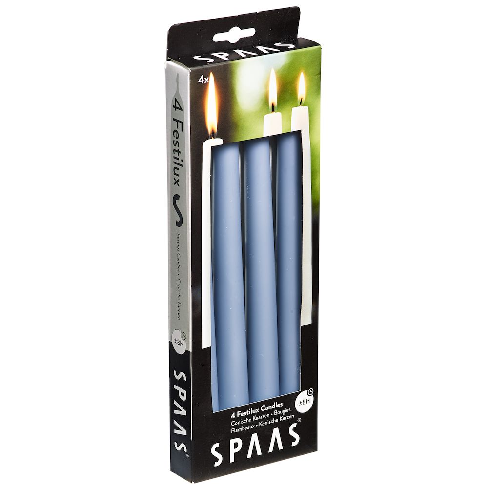 Stabkerze 4er Pack Grau / Blau von Spaas