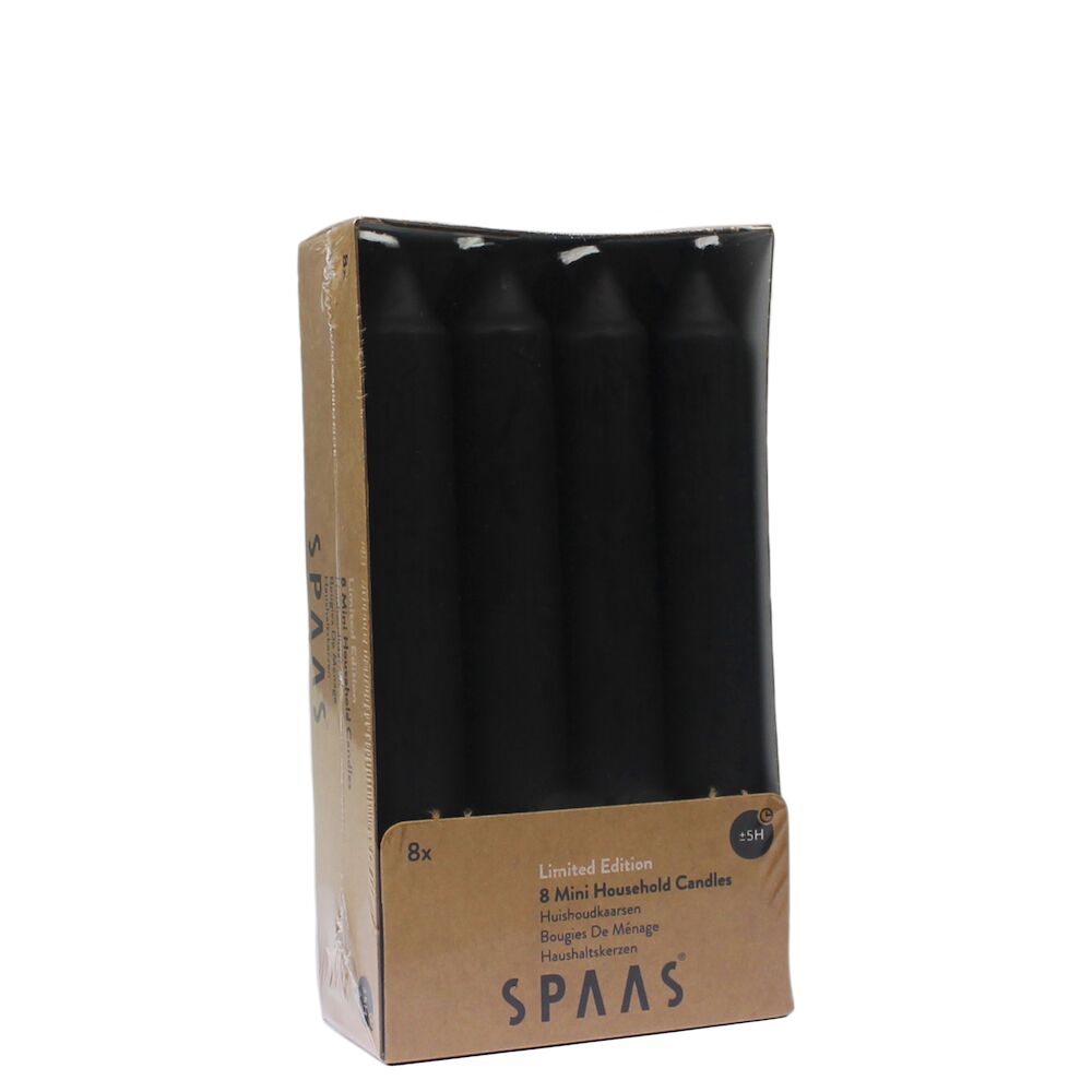 Stabkerze Klein 8er Pack Schwarz von Spaas