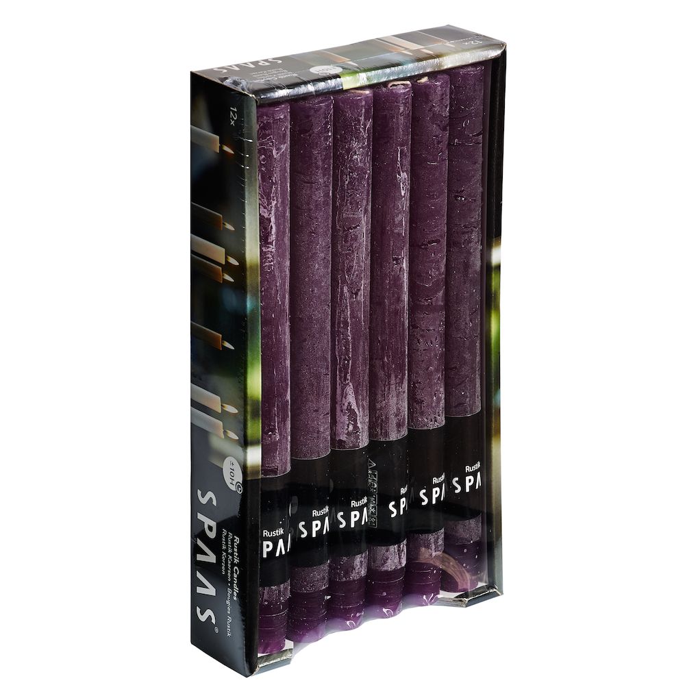 Stabkerze Rustic 12er Pack Aubergine von Spaas