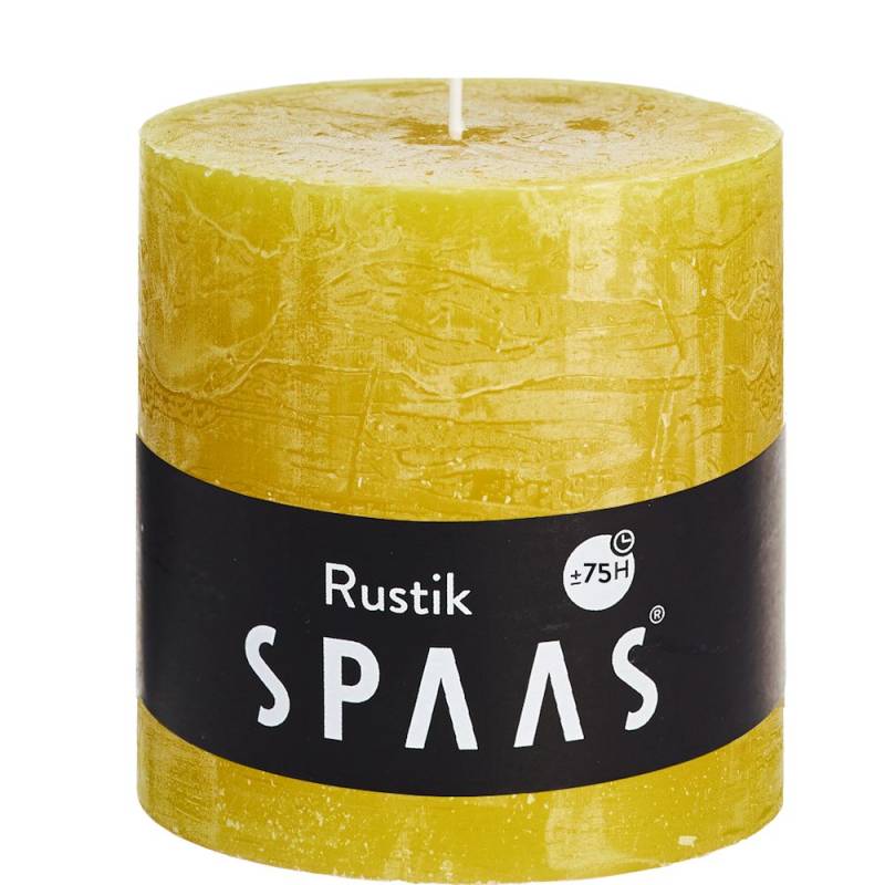 Stumpenkerze Gelb Rustic 10x10 cm von Spaas