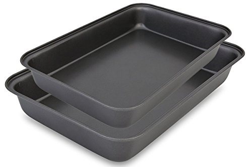 Cake - Auflaufform - Gratinform für Lasagne - Ofenform - Bratform für Lasagne, Hähnchen und Gemüse Bräter aus Stahl mit Antihaft-Beschichtung - Set von 2 von Space Home