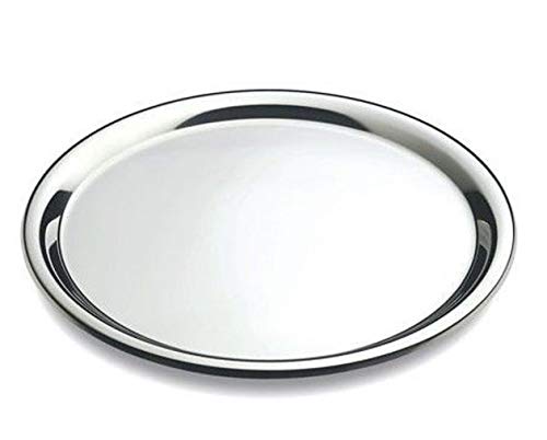 MGE - Tablett Rund - Serviertablett - Rundes Serviertablett - Edelstahl - Stainless Steel Plate, Küchen Tablett, Silbertablett Rund, Servierplatte Groß, Edelstahl Tablett - Ø 40 cm von Space Home