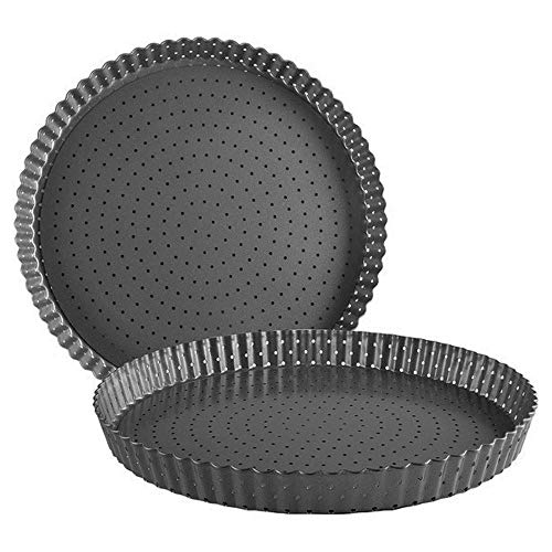MGE - Quicheform 24 cm - Tarteform mit Hebeboden aus Karbonstahl - Backform Rund - Tarteform - Quiche Formen mit Hebeboden Antihaftbeschichtung - Obstbodenform - Kuchenform - 24 cm von Space Home