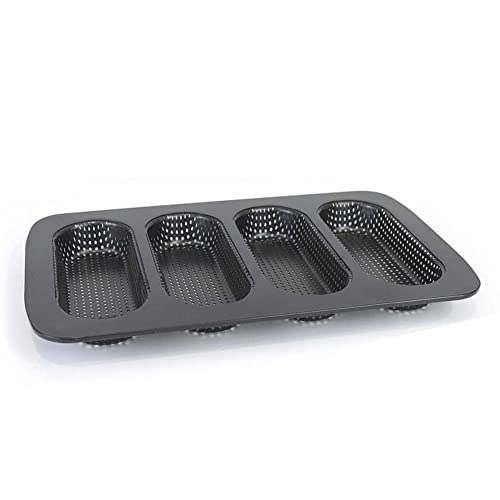 Space Home - Gelochte Form für französisches Brot oder Mini-Baguettes - Backblech für 4 Brötchen - Kohlenstoffstahl von Space Home