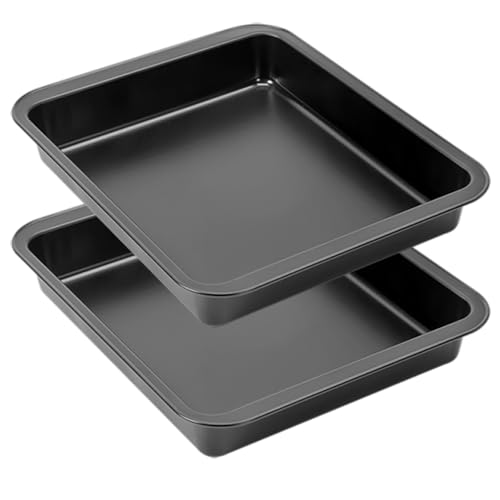Space Home - Lasagne Auflaufform - Auflaufform Set - Quadratische Kuchenform mit Antihaftbeschichtung - Backform - Auflaufform - Auflaufformen - Karbonstahl - Set von 2 Stück - 23 x 22 cm von Space Home