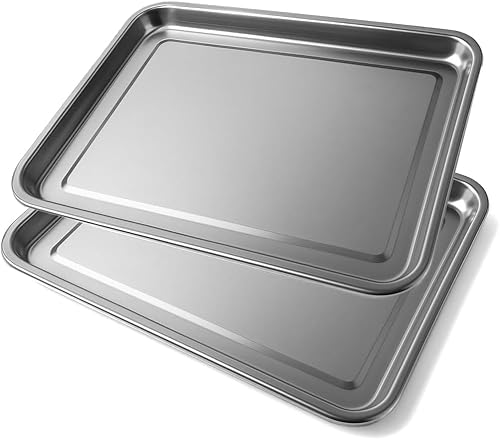 Space Home - Set von 2 Servierplatten - Edelstahl Tablett Rechteckig - Rechteckige Flache Platte - Edelstahl - Küchen Tablett - Stainless Steel Plate - Tablett Serviertablett Rechteckig - 40 x 30 cm von Space Home