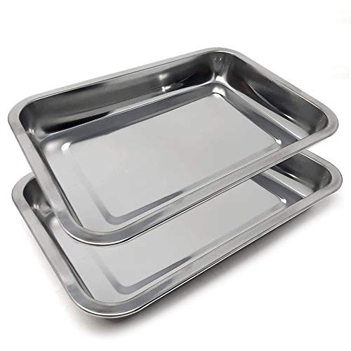 Space Home - Rechteckiges Serviertablett - Edelstahl - Silber - 36 x 27 cm - Set von 2 von Space Home