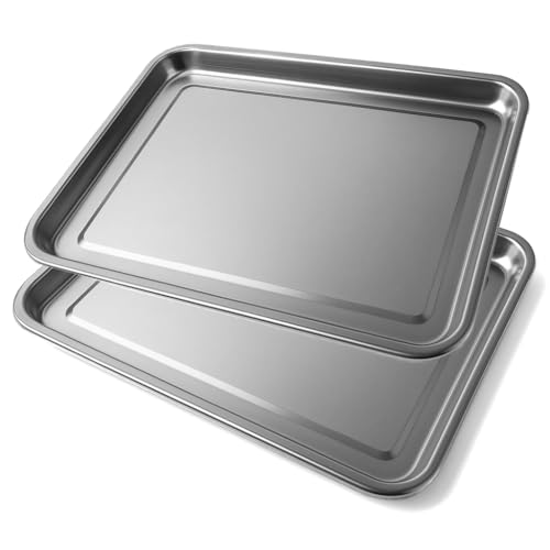 Space Home - Set von 2 Servierplatten - Edelstahl Tablett Rechteckig - Rechteckige Flache Platte - Edelstahl - Küchen Tablett - Stainless Steel Plate - Tablett Serviertablett Rechteckig - 36 x 27 cm von Space Home