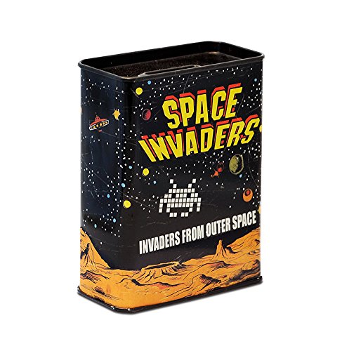 Space Invaders Spardose Retro Game-Coin Bank, Metall, schwarz, 9x4.5x11.5 cm von Logoshirt