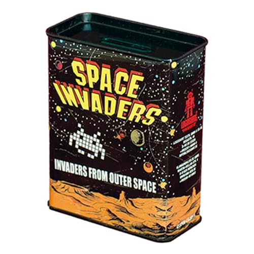 Space Invaders Spardose Retro Game-Coin Bank, Metall, schwarz, 9x4.5x11.5 cm von Logoshirt