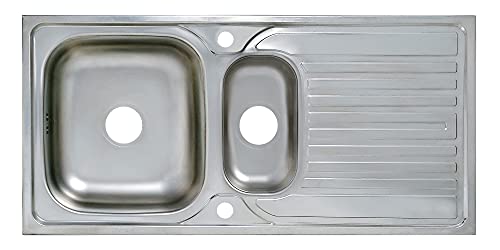Edelstahl Einbauspüle 1,5-Becken 100cm x 50cm Küchenspüle Edelstahlspüle Küchen Spüle Edelstahleinbauspüle von Space