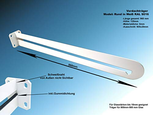 Vordach Vordachträger Vordachhalter (1 Stück) rund Regenfänger Träger Weiss Glas Haustür (1) von Space