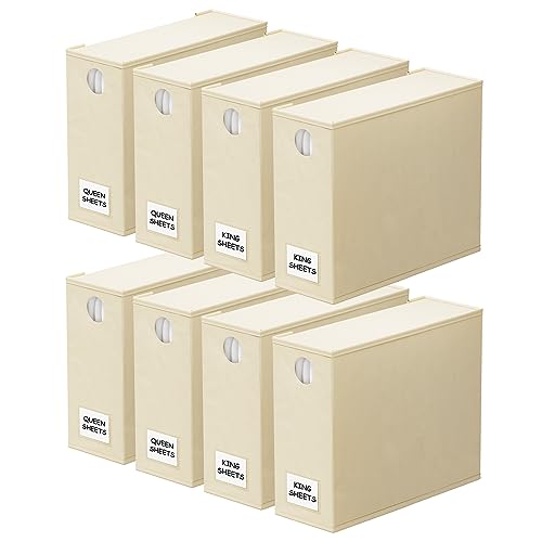 SpaceAid Bettlakenorganizer und Aufbewahrung, faltbarer Bettlaken-Organizer für Leinenschrank, Bettlaken-Set, Ordnerhalter mit Fenster, XL (Queen & King Size), Organisation von Bettwäsche, Beige, 8 von SpaceAid