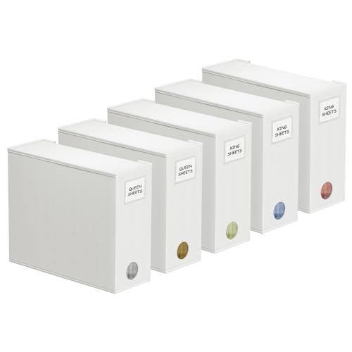 SpaceAid Bettlakenorganizer und Aufbewahrung, faltbarer Bettlaken-Organizer für Leinenschrank, Bettlaken-Set, Ordnerhalter mit Fenster, XL (Queen & King Size), Organisation von Bettwäsche, Weiß, 5 von SpaceAid