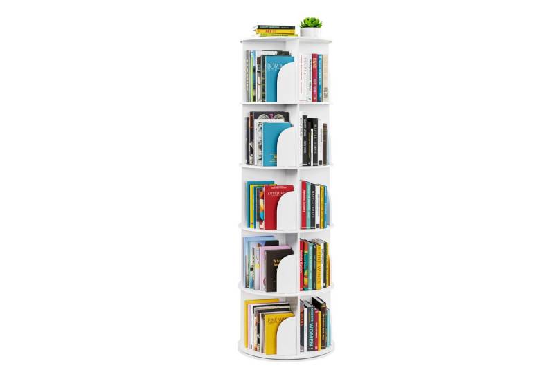 SpaceAid Bücherregal 360-Grad drehbares Bücherregal, 1-tlg., Standregal mit 5 Ebenen, weiß von SpaceAid