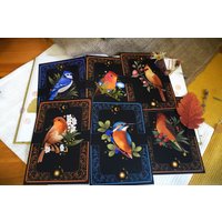 Vögel Postkarten Vogel Kunstdruck Set Karten Kunst Druck Wanddekoration Schreibtisch Dekor Beobachten Floral Artprint Frühlingskunst von SpaceBirdCrafts