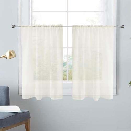 SpaceDresser Basic Voile-Vorhang, durchscheinend, für Küche, Schlafzimmer, Kinder, Wohnzimmer, Garten, Elfenbein, 66 x 61 cm breit, elfenbeinfarben, 1 Paar SpaceDresser Basic Voile-Vorhang, durchscheinend, für Küche, Schlafzimmer, Kinder, Wohnzimmer, Garten, Elfenbein, 66 x 61 cm breit, elfenbeinfarben, 1 Paar von SpaceDresser