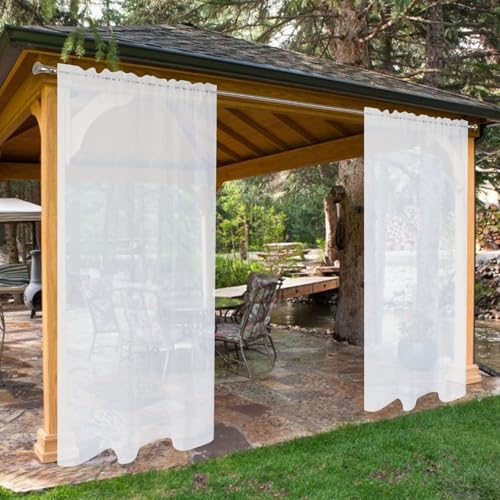 SpaceDresser Wasserdichte, durchsichtige Vorhänge für den Außenbereich, 2 Paneele mit Stangentaschen, für den Innenbereich, Voile, durchscheinender Vorhang für Wohnzimmer, 132 x 213 cm, Weiß SpaceDresser Wasserdichte, durchsichtige Vorhänge für den Außenbereich, 2 Paneele mit Stangentaschen, für den Innenbereich, Voile, durchscheinender Vorhang für Wohnzimmer, 132 x 213 cm, Weiß von SpaceDresser
